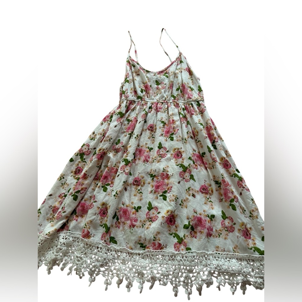 Rue 21 Floral Spaghetti Strap Dress with Crochet Hem